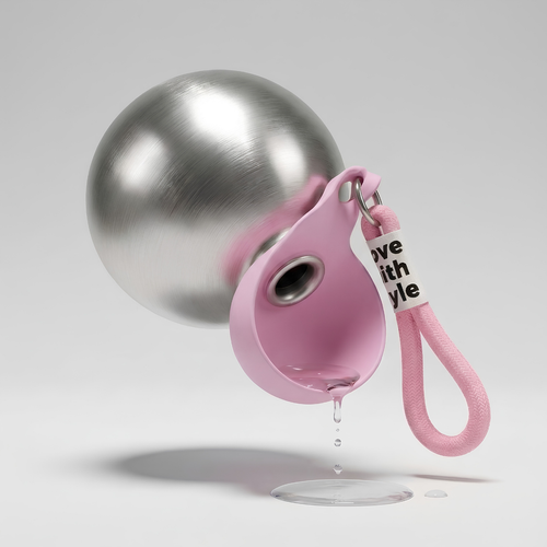 Gourde de balade 2-en-1 pour chien Baloodog, coloris rose, dôme en acier brossé avec eau qui coule — rose
